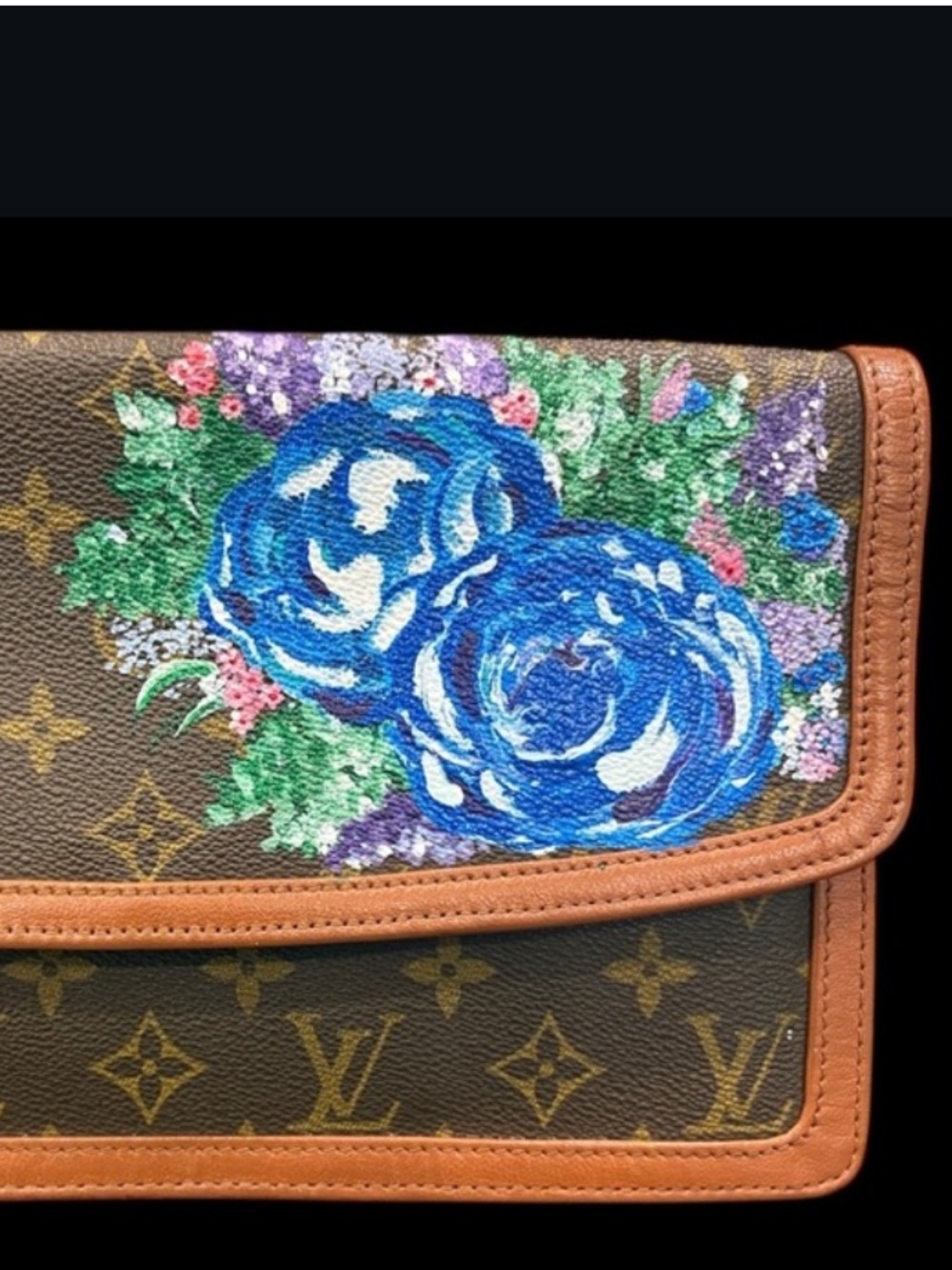 Louis Vuitton Monogram Grand Dame Clutch with Custom Hand-painted Floral Design - Picture 14 of 14